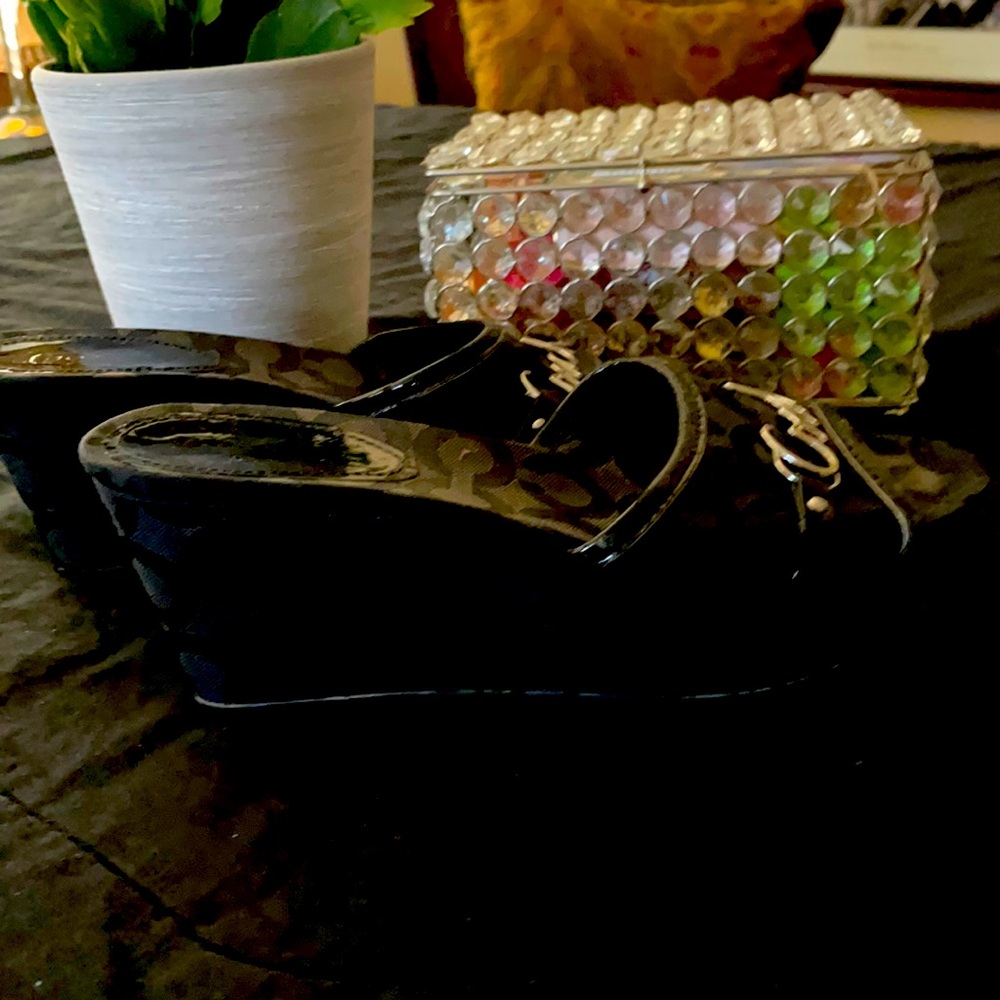 Black authentic Coach Wedge Shoes